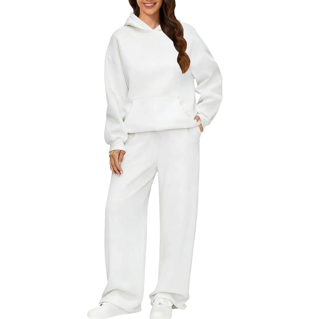 Womens 2 Piece Outfits Hoodie Sweatsuit Sets Oversized Sweatshirt Baggy Fall Fashion Sweatpants With Pockets