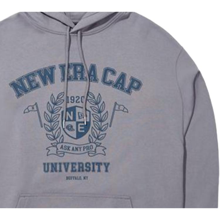New Era Letter Print Drawstring Hoodie Long Sleeve Sweatshirt Unisex sweatshirt Gray 13789105