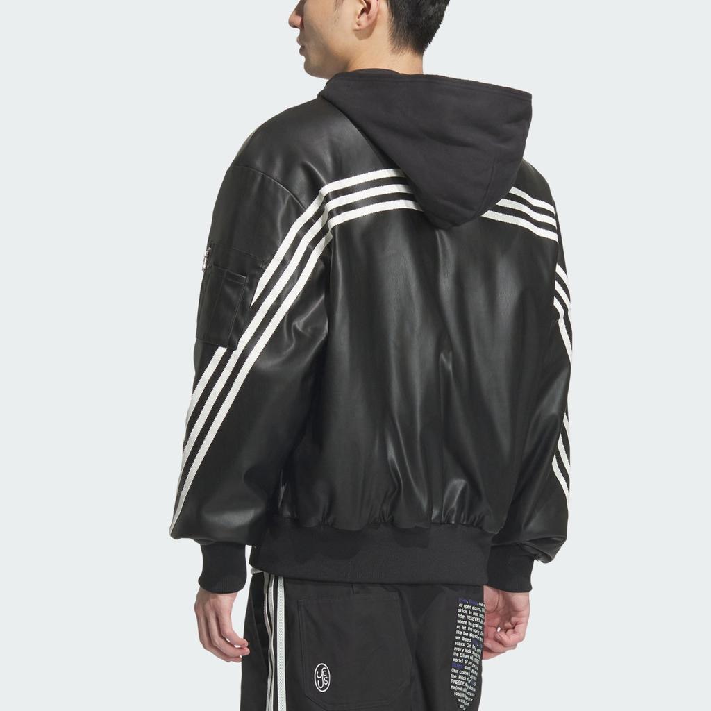 Adidas Originals FW24 PU Jacket Series Fashion Logo Faux