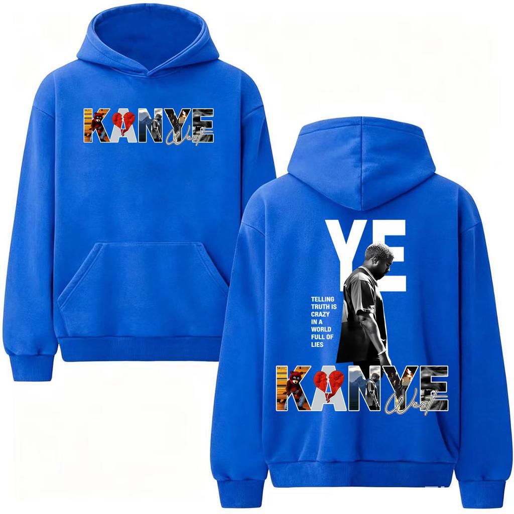 Kanye West Rapper Hoodies Telling Truth Is Crazy in A World Full of Lies Pullovers Unisex Harajuku Gothic Fashion Sweatshirts