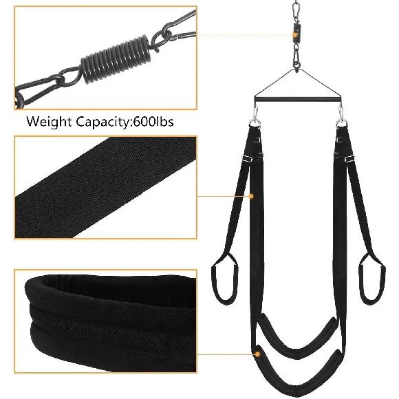 Mykt materiale Sex Swing Erotiske leker med stropp Sele Tau Kjærlighetsmøbler med metallslynge for Bdsm Fetish Bondage Sexstilling