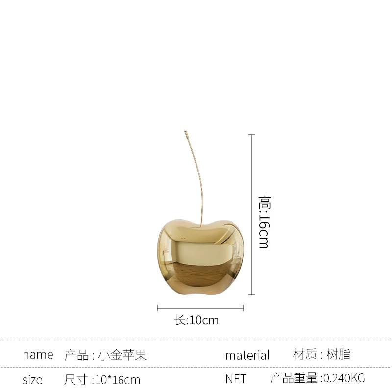 Creative Golden Cherry Simulated Fruit Sculpture Resin Handicrafts Golden Apple Decorative Figurines Home Decoration Accessories