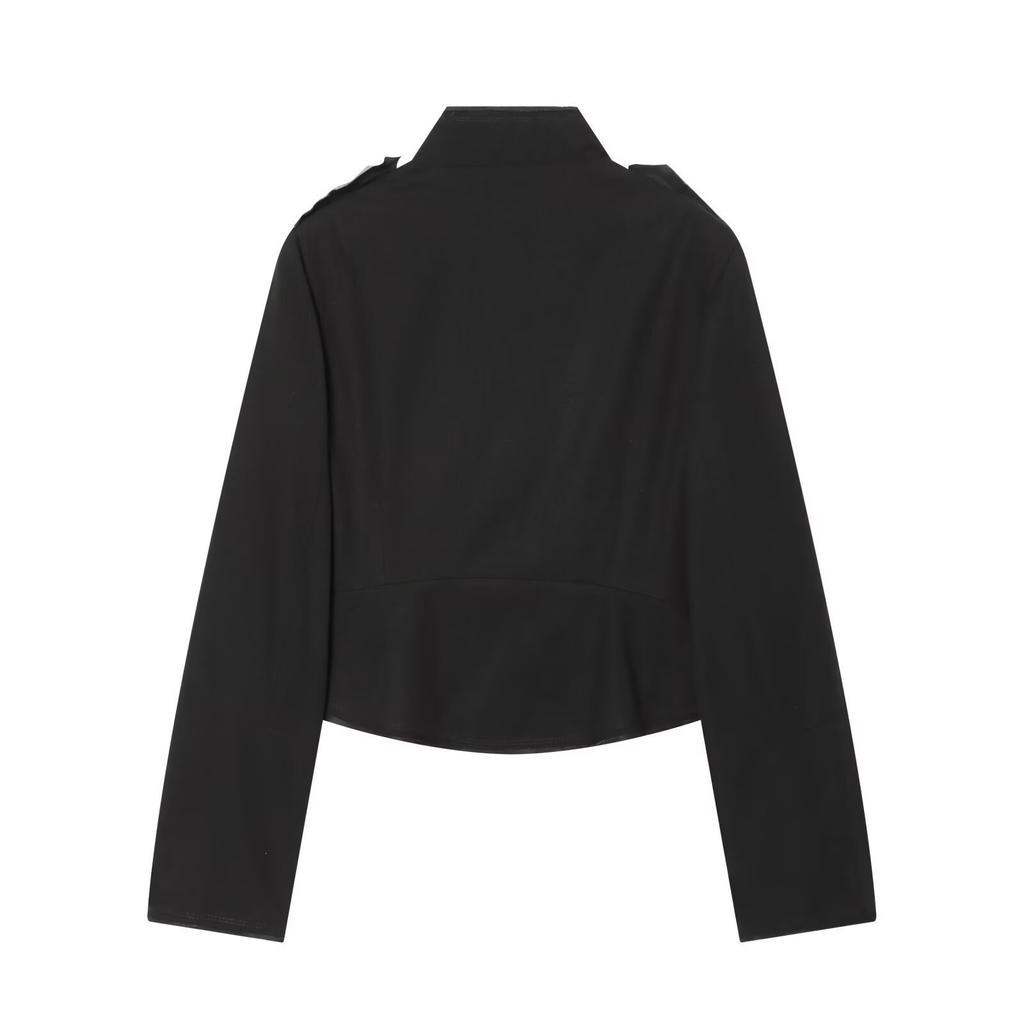2026 Summer New European and American Cross-border Women's Fashion Street Fashion Knot Buckle Stand Collar Jacket W016 21268