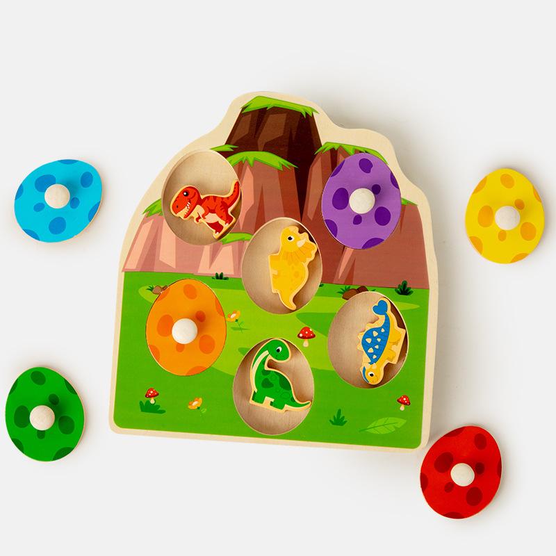 3D Wooden Dinosaur Egg Puzzle Board - Educational Toy for Children's Early Learning