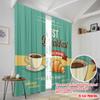 2pcs 2D Flat Printing Window Curtains Breakfast Coffee Croissant Good Morning Fabric Without Electricity Festive Wall Decor for