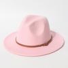 Popular flat-brim woolen hat, autumn and winter trendy British jazz hat, unisex retro color-blocking felt hat that makes the face look smaller