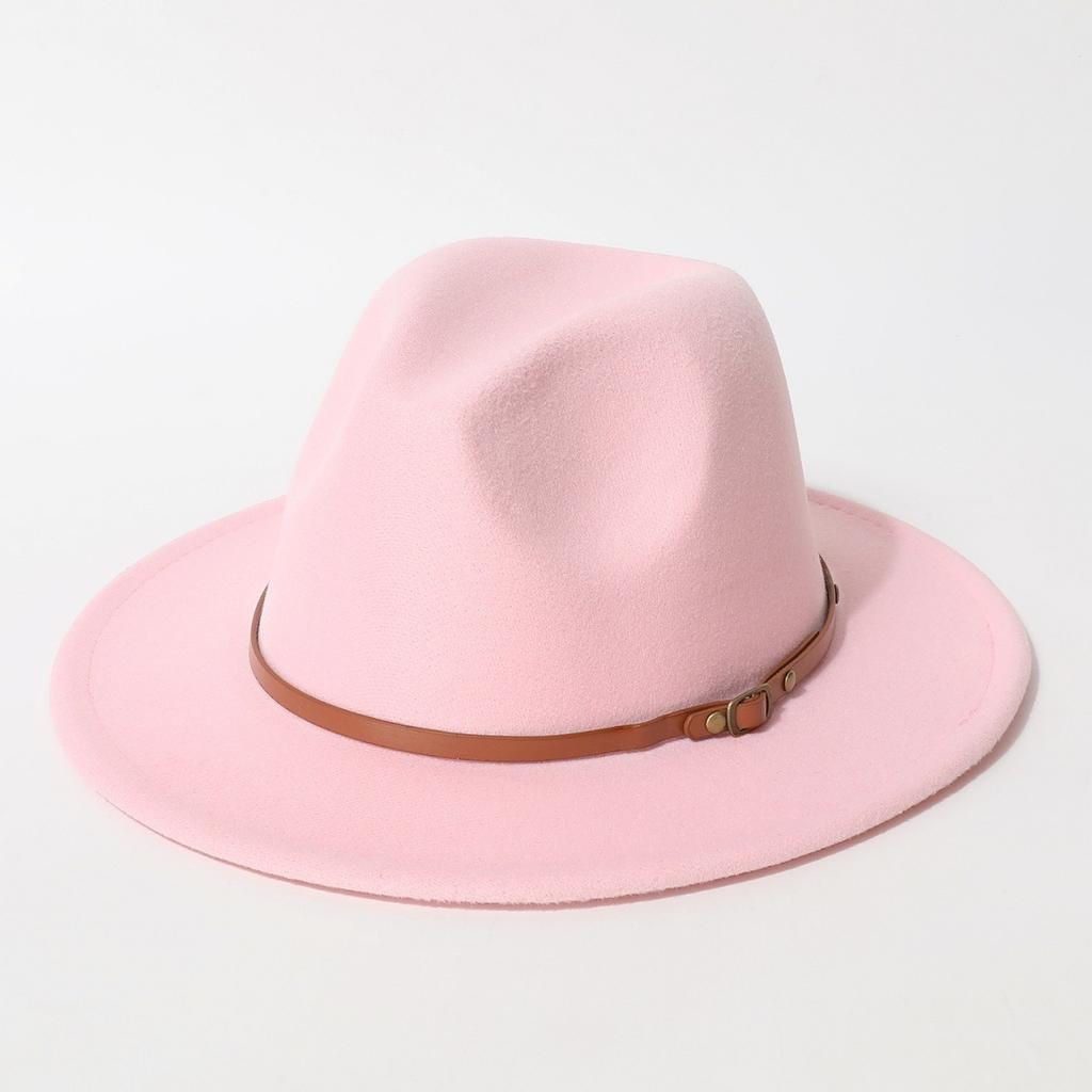 Popular flat-brim woolen hat, autumn and winter trendy British jazz hat, unisex retro color-blocking felt hat that makes the face look smaller