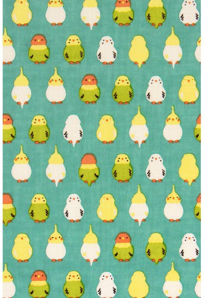 Hamamonyo Tenugui hand Parakeet Arrangement Emerald Green (Japanese towel) - -