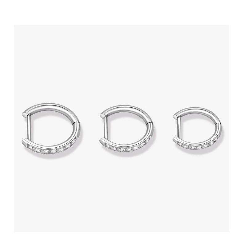 F6 Titanium Alloy Women's Earrings - Medical Implant Grade D-Shaped Hoops & Studs for Earlobe Training & Cartilage.