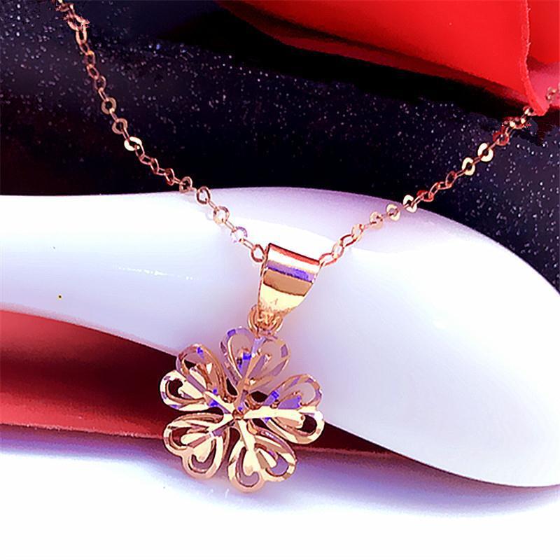 Purple Gold Hollow Heart Plated Rose Gold Set Chain Sweet Colorful Premium Necklace