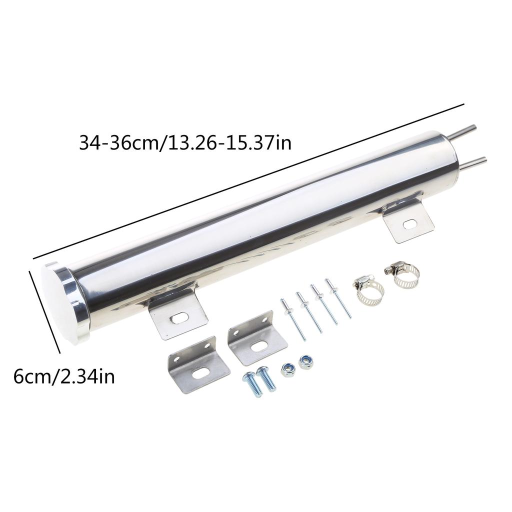 2x13inch Radiator Coolant Overflow Puke Tank Can Polished Stainless Radiator Reservoir Tank Universal Radiator Catch Can