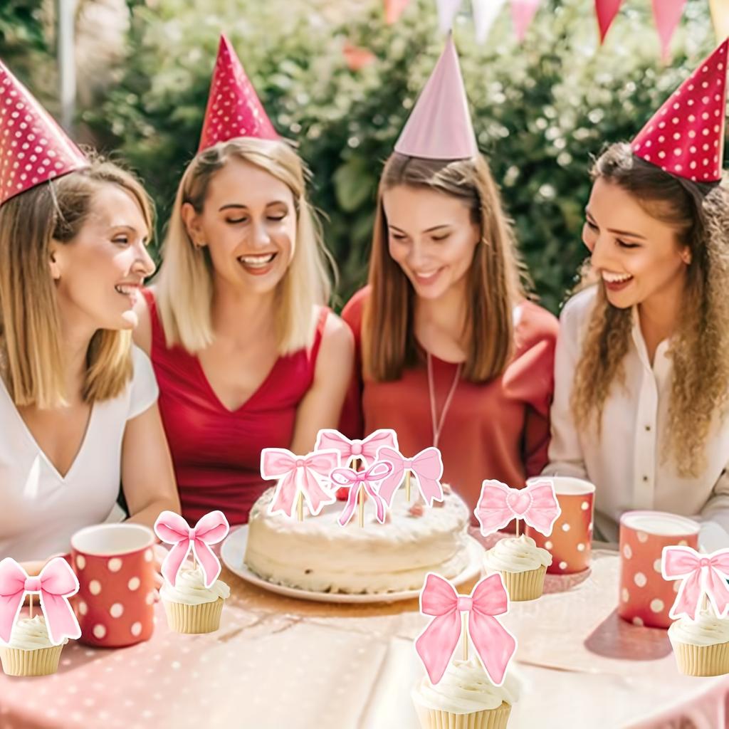 24/48 st Rosa Rosett Muffinsdekoration Rosa Rosett Födelsedagskalas Dekoration Bröllopsdusch Tårtdekoration Bröllopsfest Dekoration Fotorekvisita