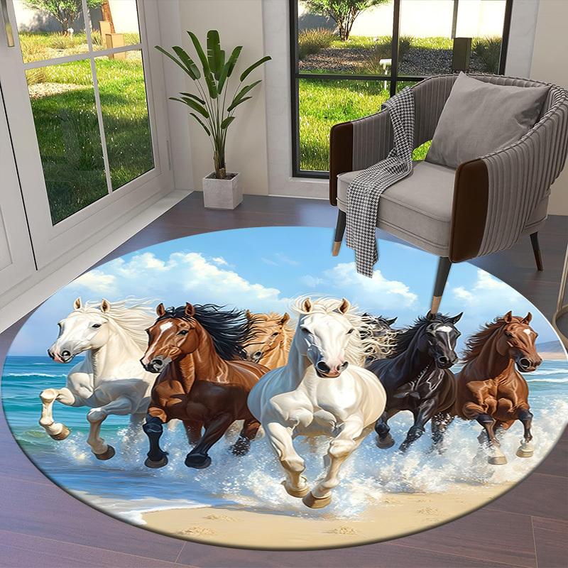 1pc Office Carpet Chair Mats Horses Running on Beach Perfect for Decorating Office Chairss, Or Bedrooms.YDT401