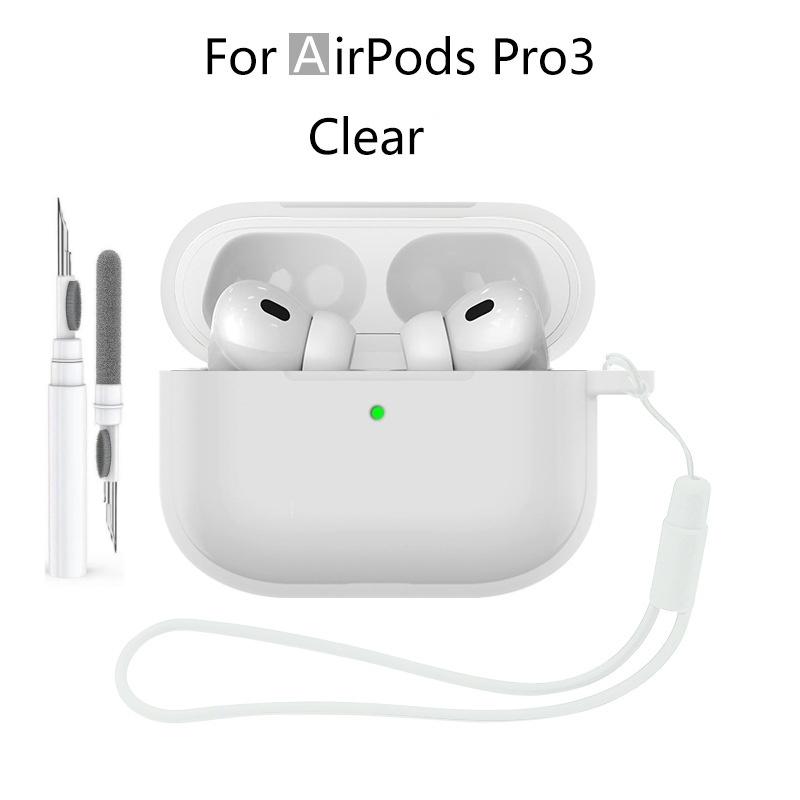 

Новый 2025 Чехол для Apple Airpods Pro 3 Мягкий силиконовый Полная защитная крышка с чистящим набором и брелком для чехла Airpods Pro 3 For Airpods Pro 3