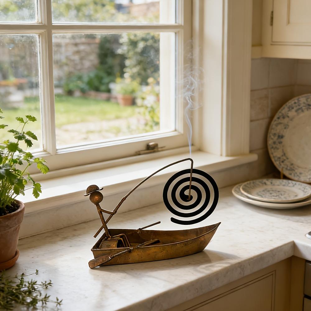 Coil Tray Metal Coil Stand Vintage Style Incense Burner Stand Sailboat Coil Holder Bedroom Decor