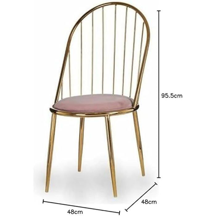 Chaise - GIFT DECOR - 23458 - Polyester - Métal - Rose - Lot de 2