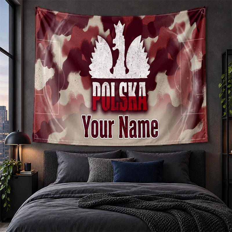 Personalized Tapestry Wall Hanging Poland Football Pattern Art Background Cloth