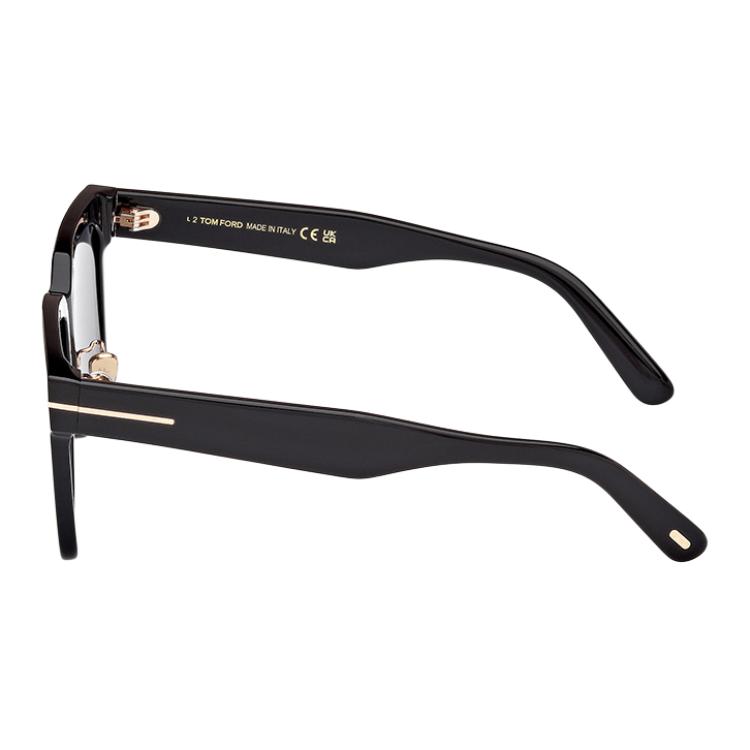 TF Logo su Gamba Specchiata Occhiali da Sole Quadrati Unisex Occhiali da Sole Neri FT1160K-5401A