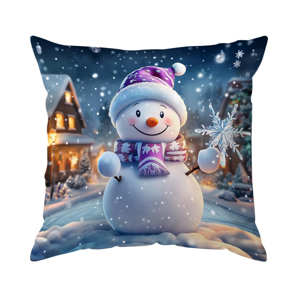 Weihnachts niedlicher Schneemann Kissenbezug Schlafzimmer Sofa Kissenbezug 100% Polyester Wohnzimmer Kissen Kissenbezug Heimdekoration