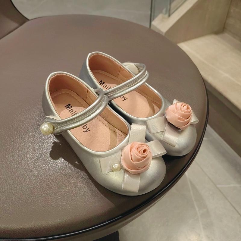 Girls  Princess Shoes 2024 New Kids Fashion Flower Leather Shoes Children Elegant Temperament Dance Shoes for Party Wedding