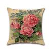 Retro Flower Decorative Pillowcases Rose Pattern Cotton Linen Throw Pillow Case Rose Pillow Cover Kussensloop Almohada Zt294