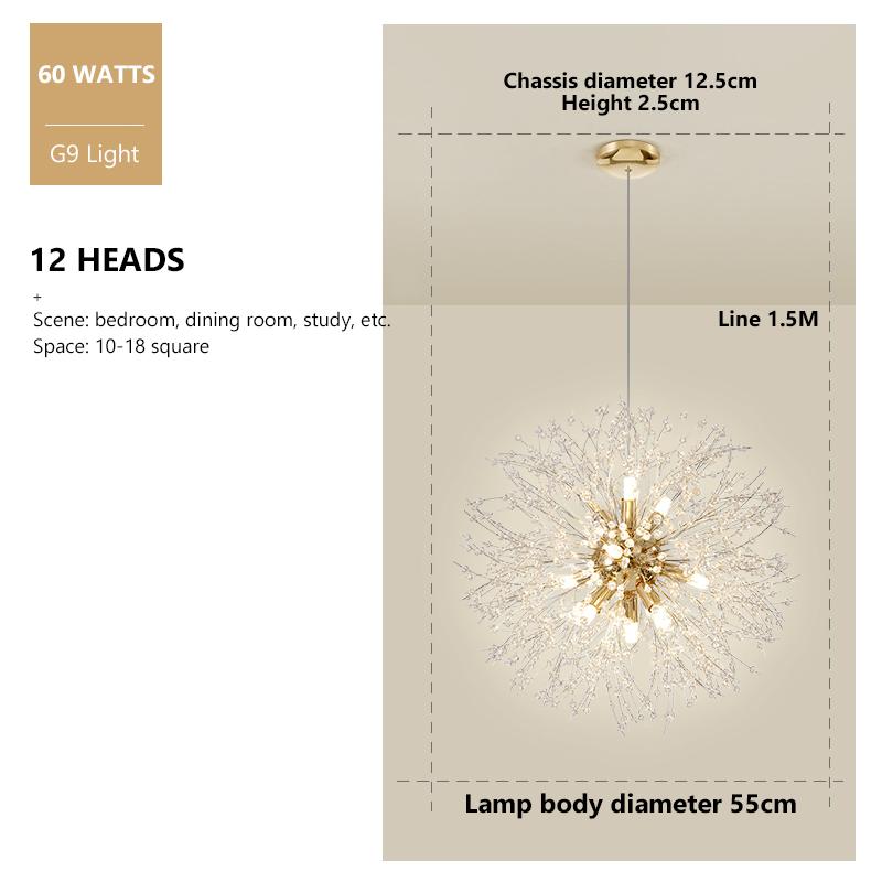 Modern Crystal Dandelion Chandelier Lighting Pendant Lamp For Living Dining Room Children's Room Home Decor Pendant Lights
