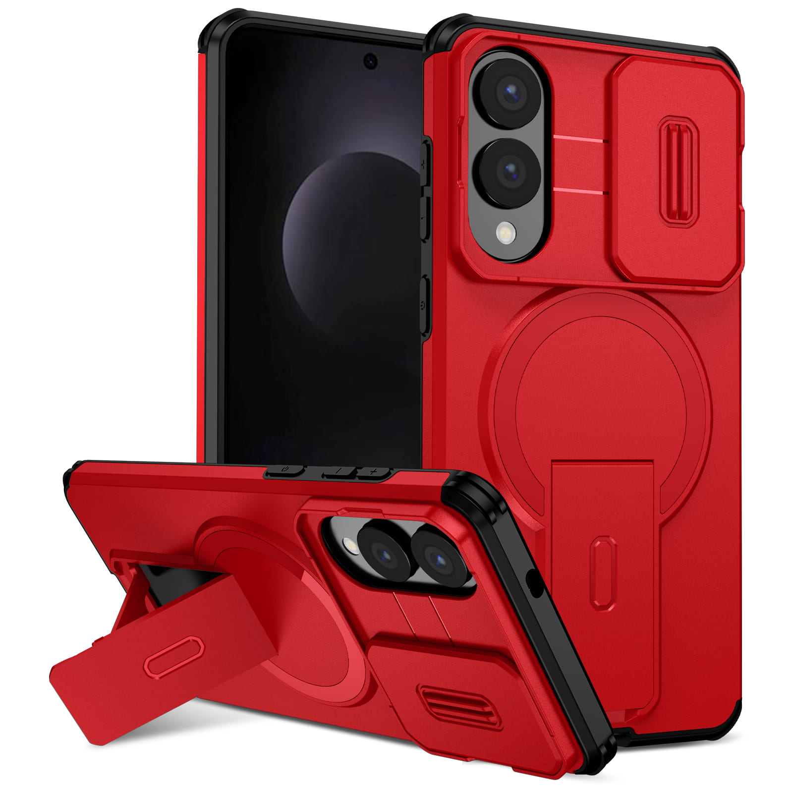 

Wefor for Samsung Galaxy S25 Edge FE S24 S23 S22 Ultra Case with Camera Cover and Adjustable Kickstand, Compatible with Magnetic For Galaxy S25 Edge