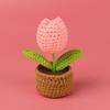 Tulip Crochet Flowers Pot Cute Knit Flower Creative Crochet Plant Pot Tulips Knitting Flower Car Table Home Decor