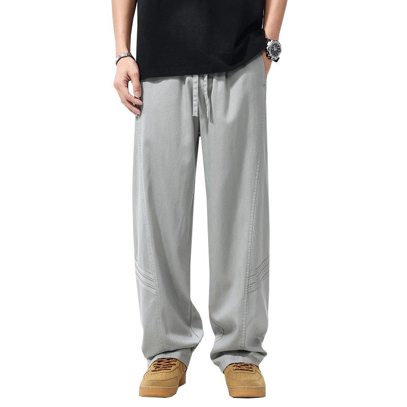 New Lyocell Tencel cotton spring and summer casual pants men's loose wide-leg pants cover shoes cool trousers