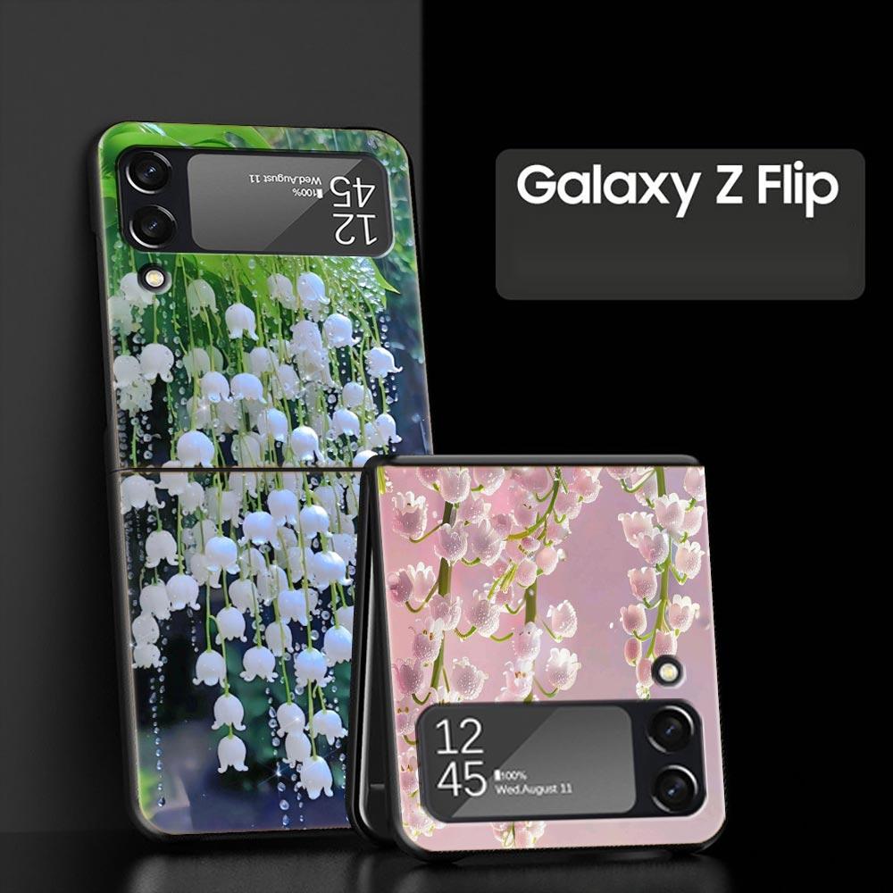 Lily Of The Valley Clear Floral Hard PC Phone Case For Samsung Galaxy Z Flip 7 6 5 4 Black Cover For Galaxy Z Flip 3 Foldable
