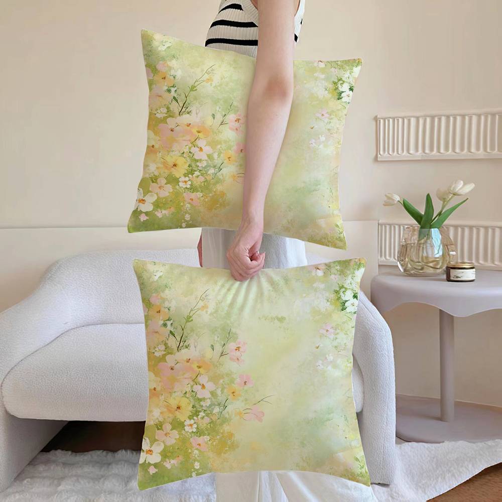 French Flower Pillow Case Anti-dustmite Pillowcase Invisible zipper silky Sofa cushion cover