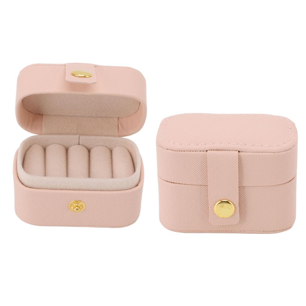 Mini Ring Storage Box PU Leather Small Jewelry Box Organizer Small Travel Earring Case Pink