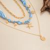 Ocean Style Sea Star Conch Pendant Necklace Sweet Cool Style Geometric Splicing Clavicle Chain