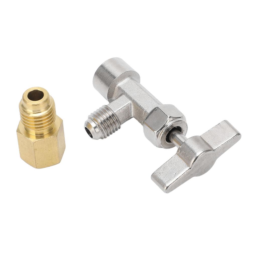 Self Sealing Can Tap Valve 1/4in 1/2in Thread Stainless Steel Refrigerant Dispenser Can Opener with Hose Adapter for Car