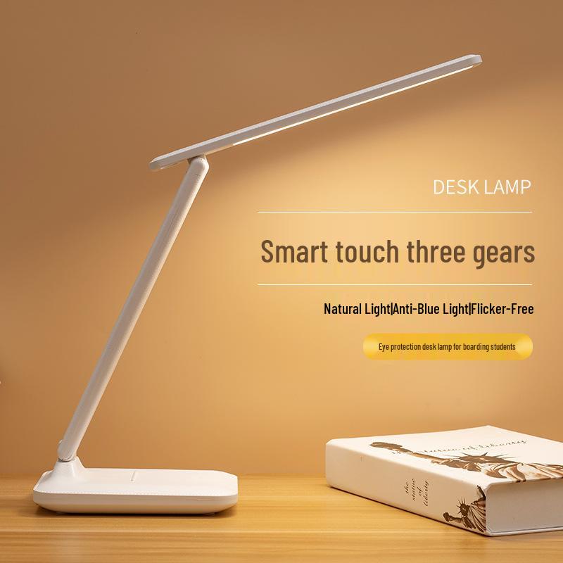 Rechargeable LED Desk Lamp: Eye-Protecting, Foldable, Three-Color Dimming for Students and Bedside Use