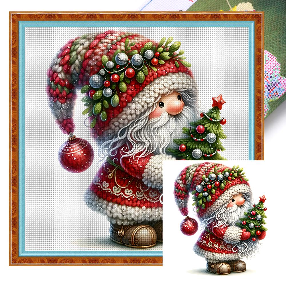 

Full Embroidery Eco-cotton Thread 11CT Printed Xmas Gnome Cross Stitch Kit Art