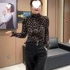 Autumn/Winter Leopard Print Tummy-Concealing Long Sleeve Top for Middle-Aged & Elderly Moms