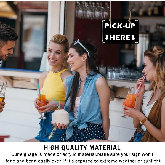 Order Here and Pick Up Here Signs,2 Pack Double-Sided Order Here Signs Pick Up Hers Sign with 4 Twines Perfect for Restaurants, Cafes, and Bars