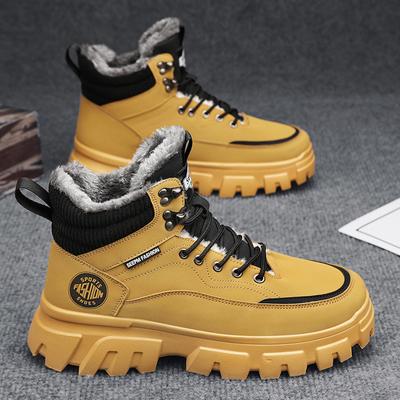 Herren Schneestiefel Winter Kurzer Plüsch Schnürstiefel mit Plateau Kältefest Warme Baumwollschuhe für Herren Lässige Sneaker Botas Para Hombre