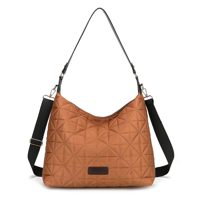 New fashionable and simple shoulder women's bag trendy rhombus geometric underarm bag large capacity oblique span bag yellow