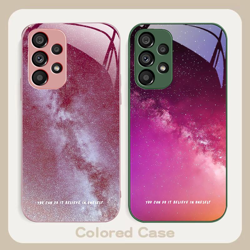 Brilliant Starry Sky For Samsung Galaxy S23 24 Plus S20 21 FE S25 Ultra A70 72 73 51 52 53 Tempered Glass Phone Case