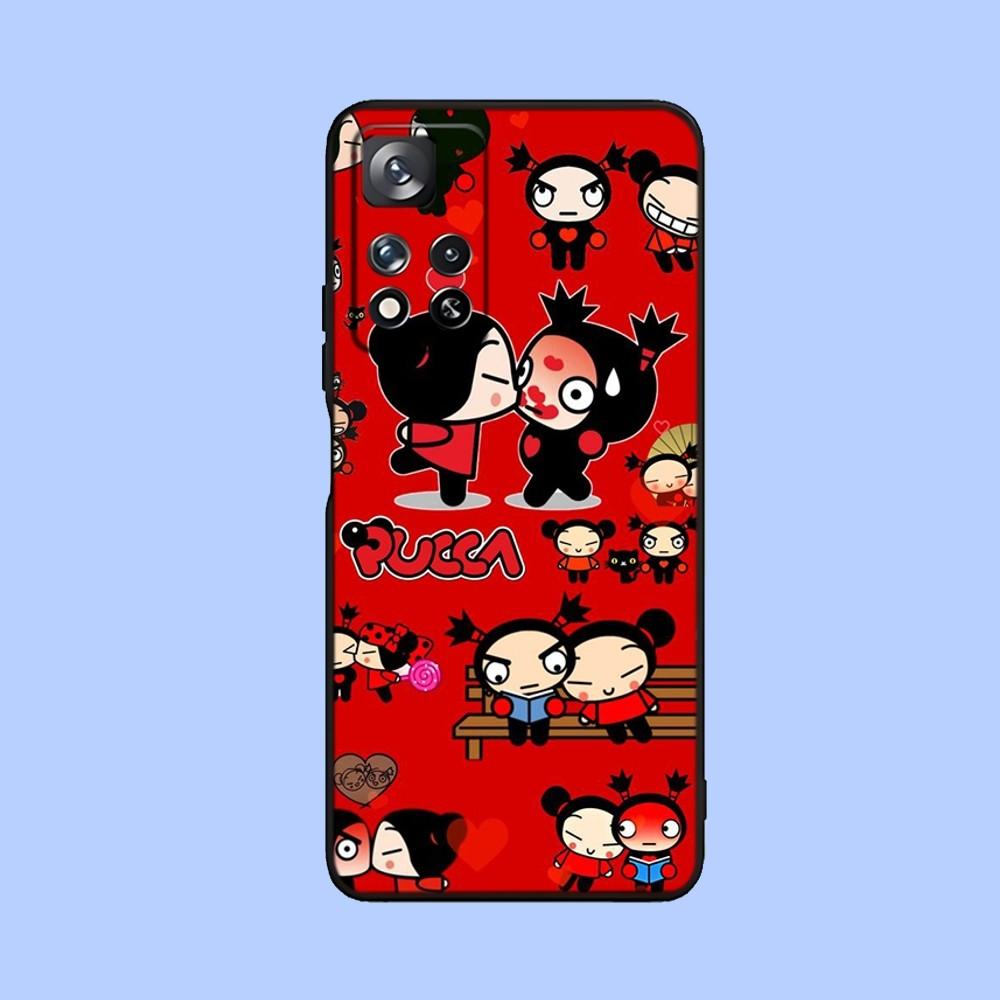 Cute Cartoon Pucca Garu Phone Case For Samsung Galaxy A13,A21s,A22,A31,A32,A52,A53,A71,A80,A91 Soft Black Cover