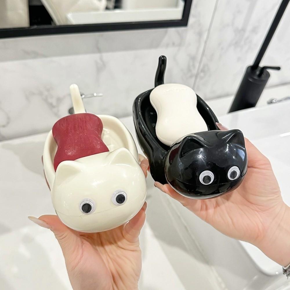 Bathroom Storage Organizer Cat Shaped Soap Dish No Drill Soap Holder Creative Soap Box Home