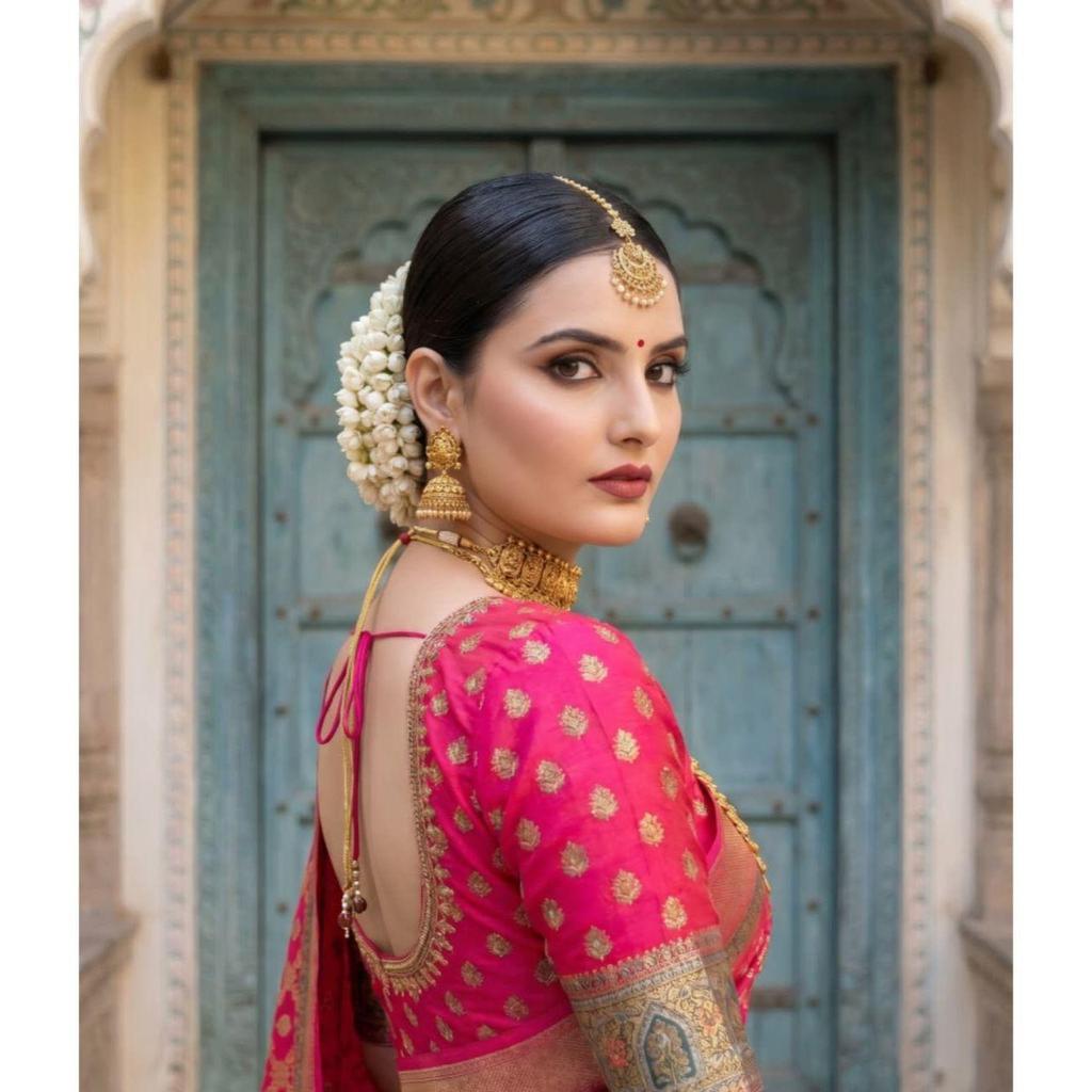 Elegant Pure Dola Silk Saree with rich Jacquard Weaving all over Saree
