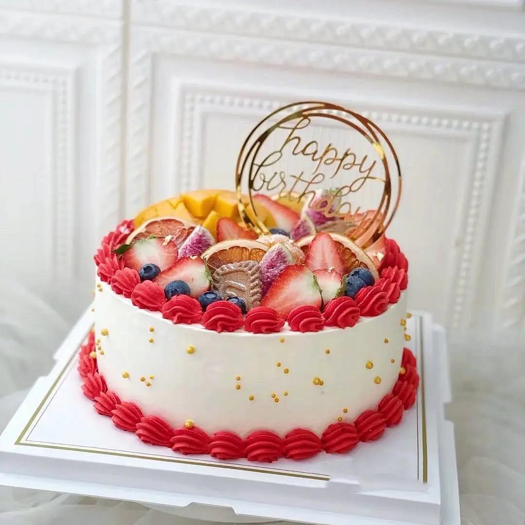 Simulated Birthday Cake Model Crafts Fake Fruit Cake Mold Decoration Shop Window Sample Display Home Ornaments Photography Props