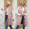 Women’s Coats Hooded Sleeves Long Style Solid Color Vest Quilted Jacket Autumn Winter Thick Warm Outer Wear