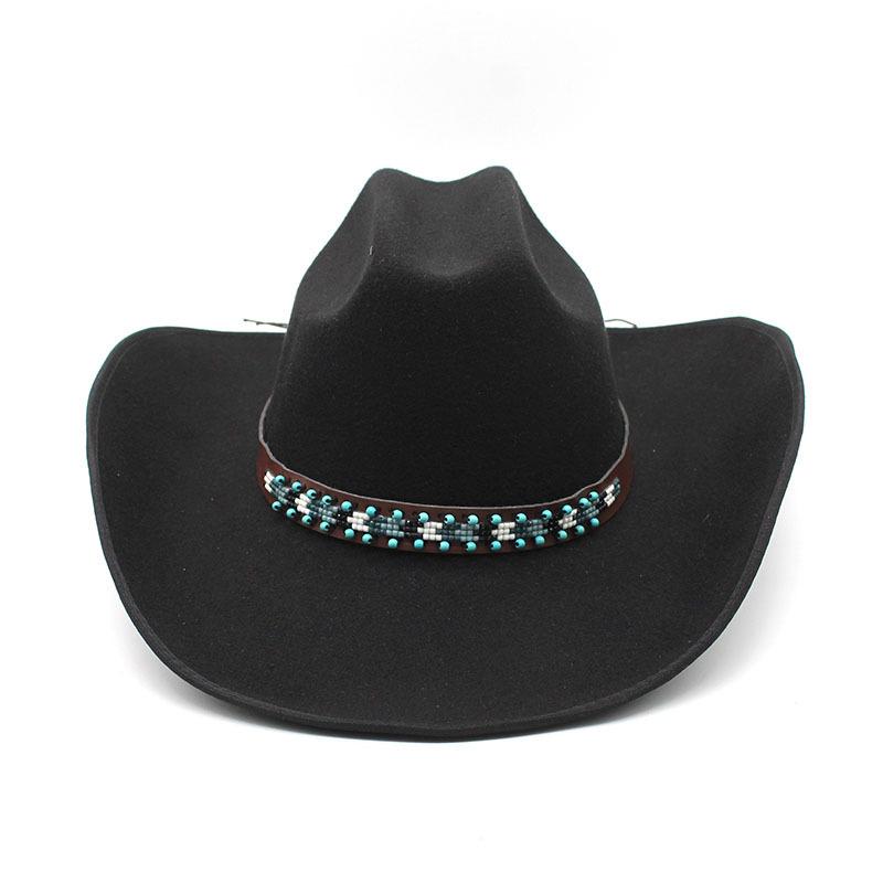 Ethnic Tibetan Style Western Cowboy Hat Top Hat Men'S And Women'S Felt Hat Big Brim Jazz Hat Hat