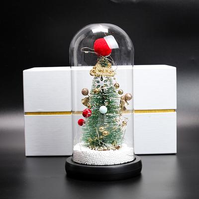 Christmas Glass Cover Christmas Tree Ornament Decoration Gift with Light Music Rotating USB