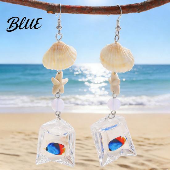 Lightweight Earrings 1 Pair Tropical Fish Bag Dangle Ocean Beach