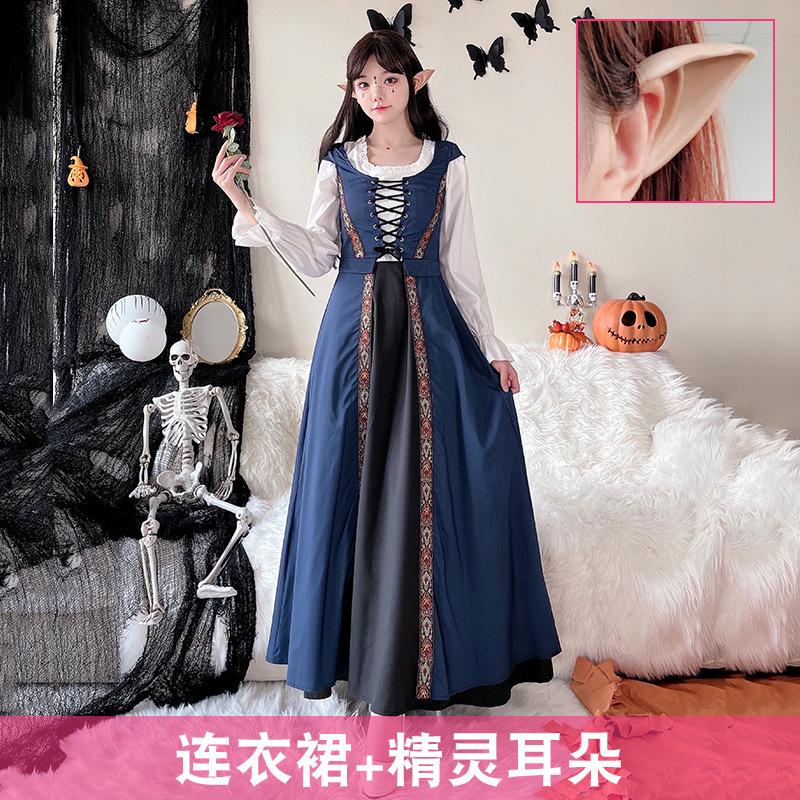 Halloween Costume Vintage Court Style Witch Dress Long Dress Medieval Art European Pastoral Cosplay